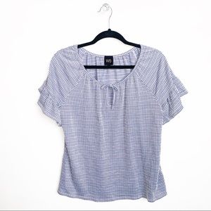 W5 | Anthro Blue Ruffle Sleeve Blouse